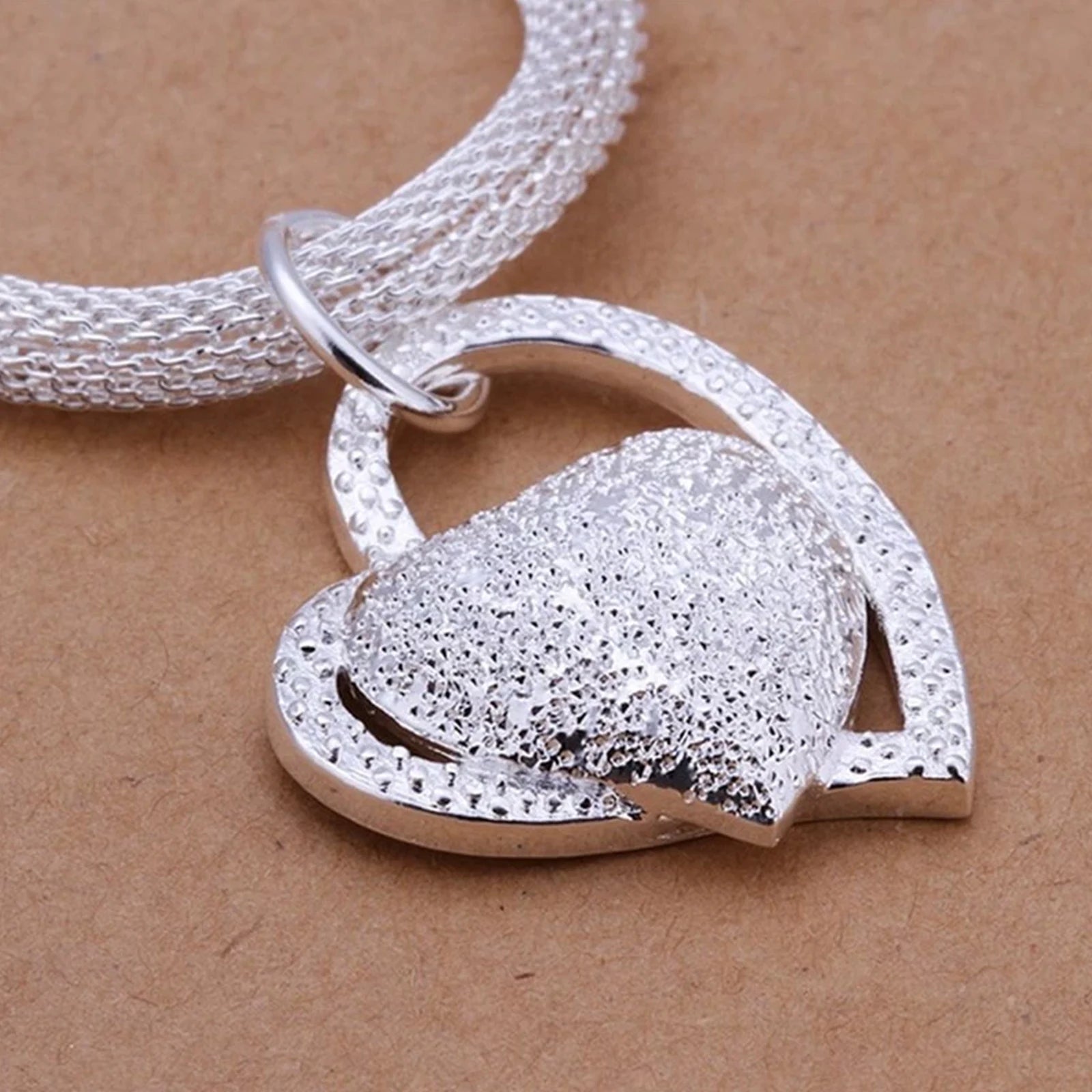 925 Sterling Silver Gorgeous Charm Fashion Charm Heart Necklace 18 Inches Silver Jewelry
