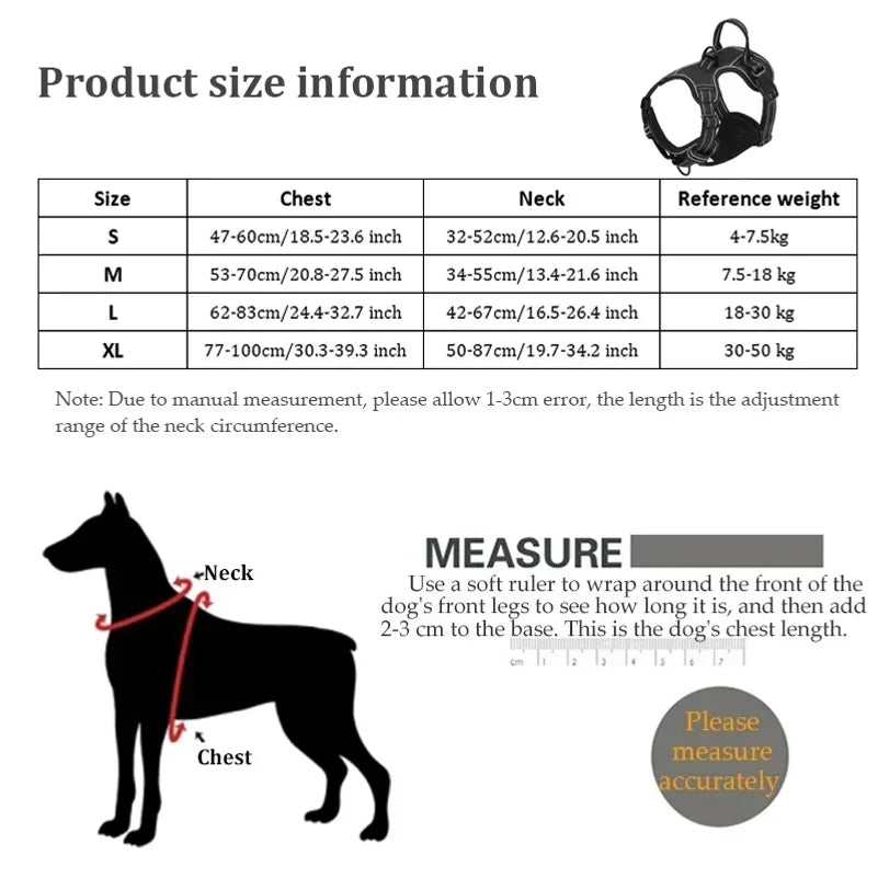 Adjustable Nylon Dog Harness Vest Reflective Soft Breathable No Pull Dog Harness