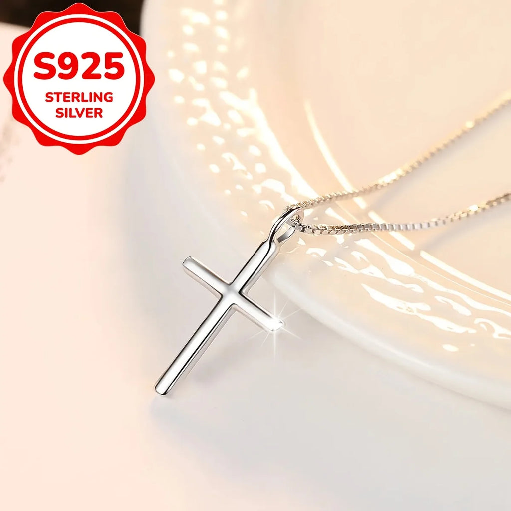 Women's fashion pendant necklace s925 sterling silver new minimalist cross silver necklace