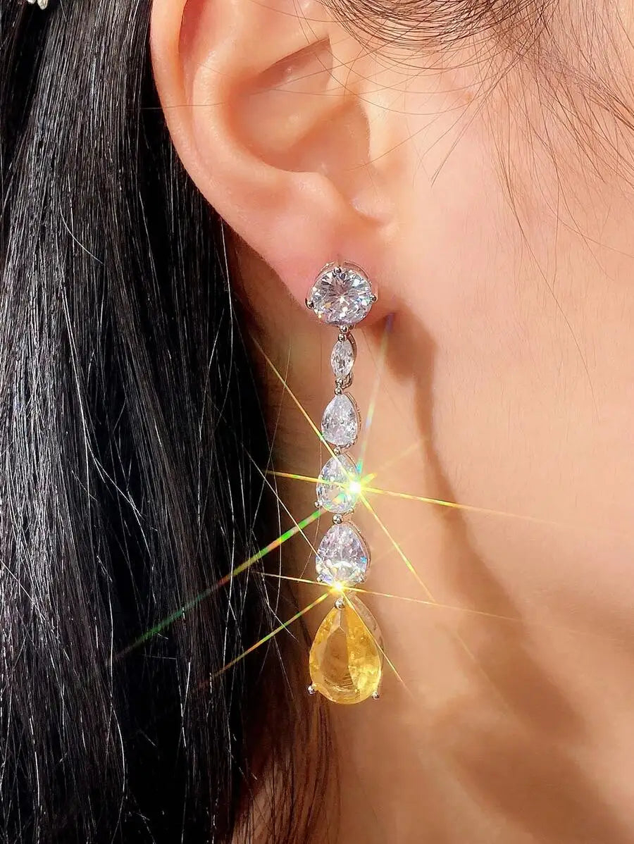 Sparkling Cubic Zirconia Teardrop Drop Earrings For Women