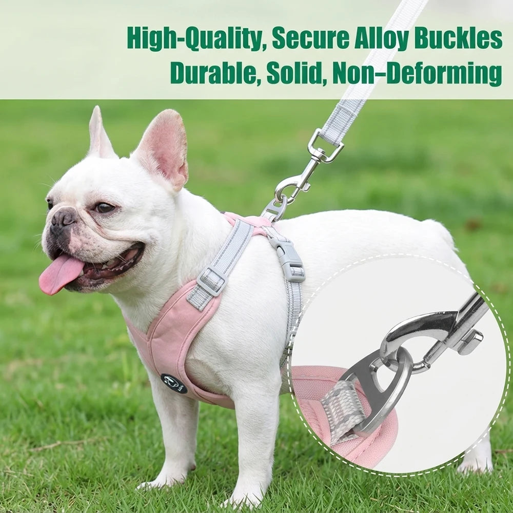 Dog Harness Leash Set Reflective Adjustable Pet Vest Harness with Metal D Ring Breathable