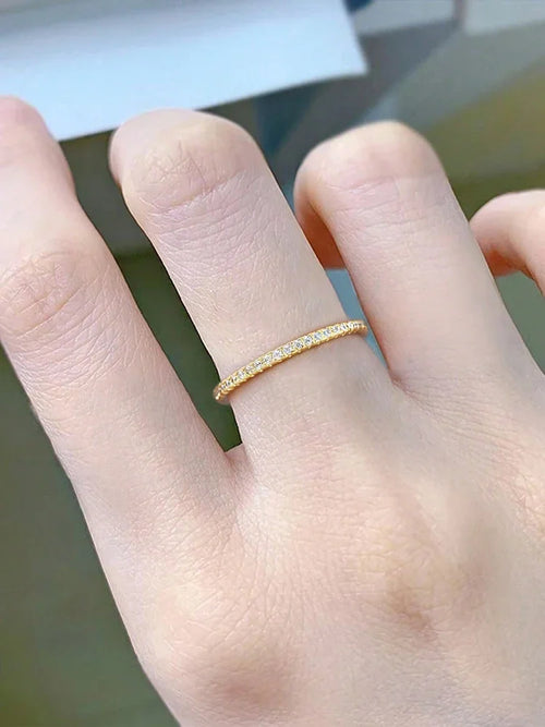 925 Sterling Silver 1.4mm Fashion Simplicity Full Zircon Stackable Plain Ring for Women