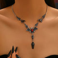 Retro Gothic Carving Pattern Bat Pendant Necklace, Women's Personalized Creativity