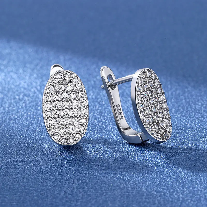 Luxury 925 Sterling Silver Earrings  High Quality White Zircon Earrings
