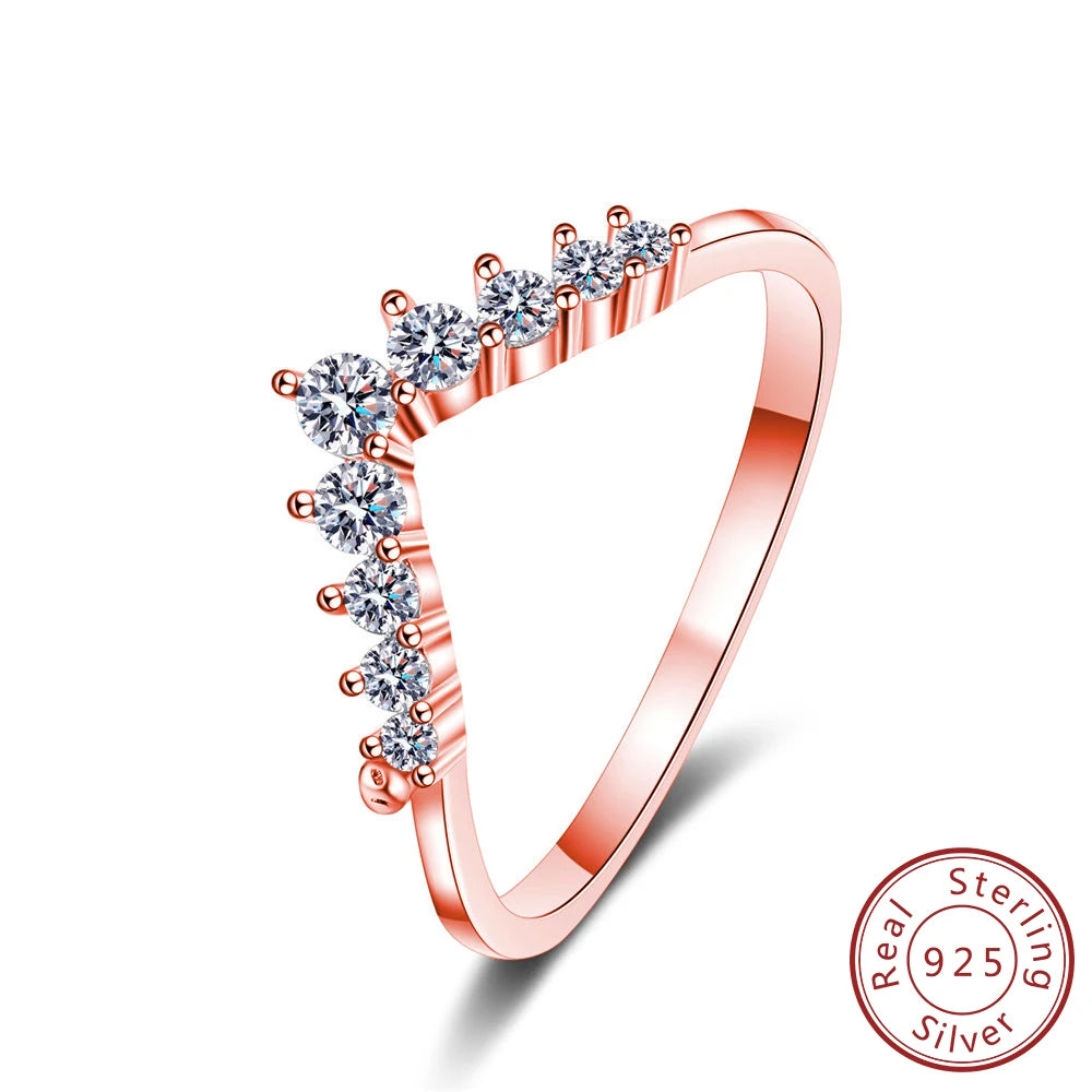 S925 Sterling Silver  Crown Diamond Ring