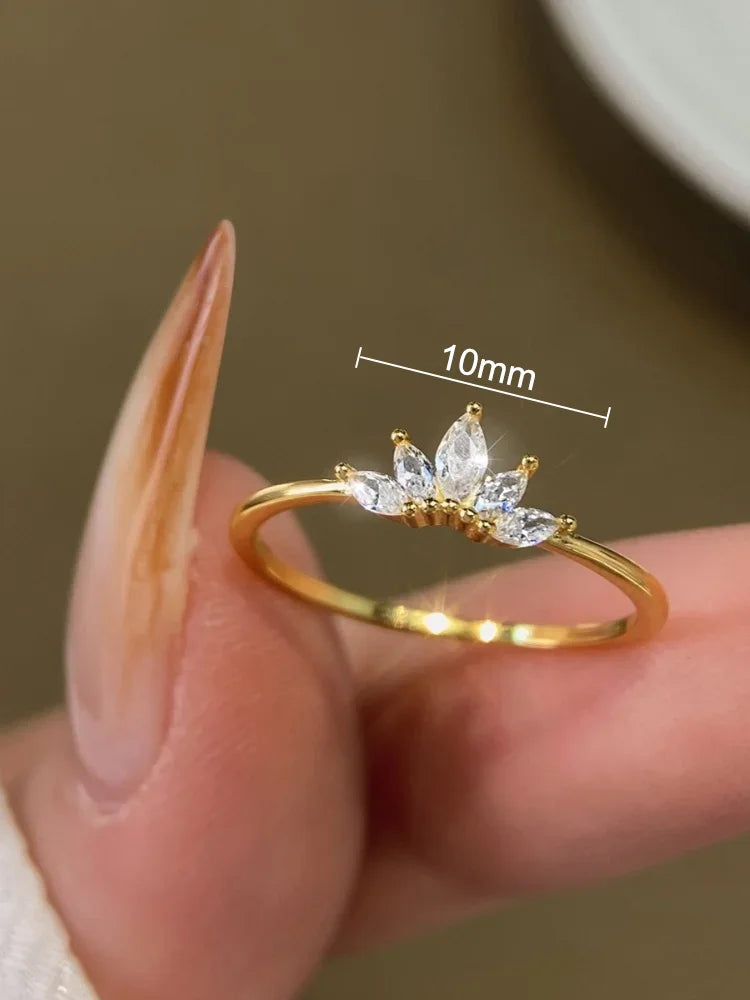 Beautiful 925 Sterling Silver Simple Classic Marquise Zircon Ring For Women