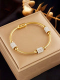 Elegant Stainless Steel Rhinestone Magnetic Oval Bracelet, Unique & Versatile