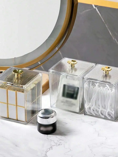 1/2/3pcs High-Transparency Acrylic Cosmetic Organizer Box - Dust-Proof Seal Lid & Stackable Design For Makeup Sponges/Cleaning