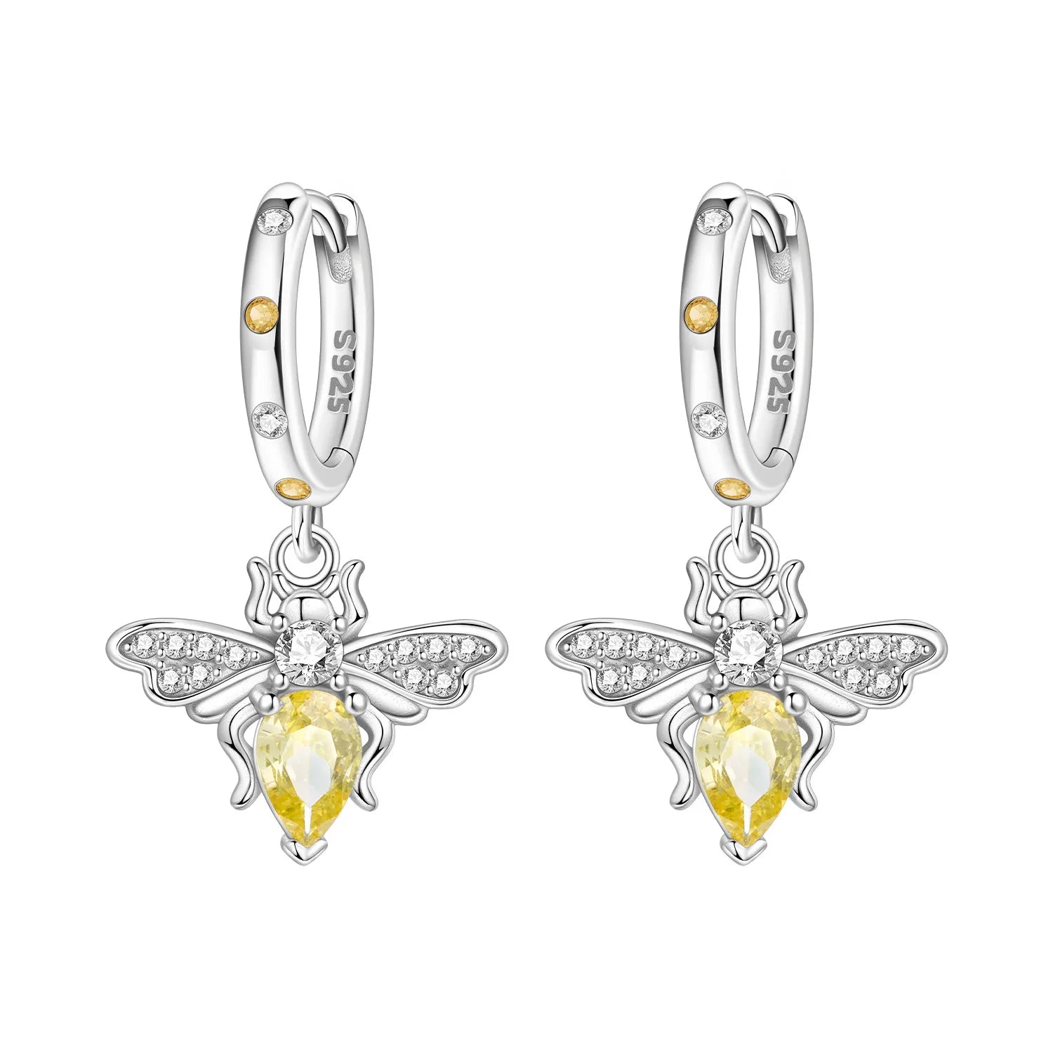 Original S925 Sterling Silver Zirconia Butterfly Gradient Dragonfly Earrings