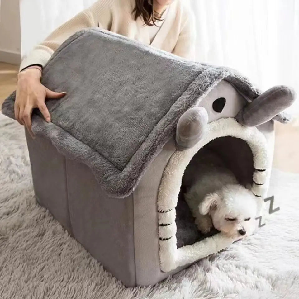 Dog House Style Bed - Removable Washable Pet Bed for Small Dogs