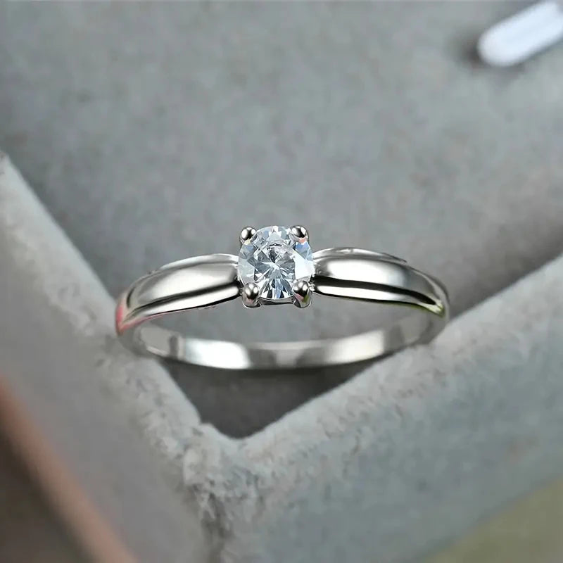 Single Round Cubic Zircon Rings for Women