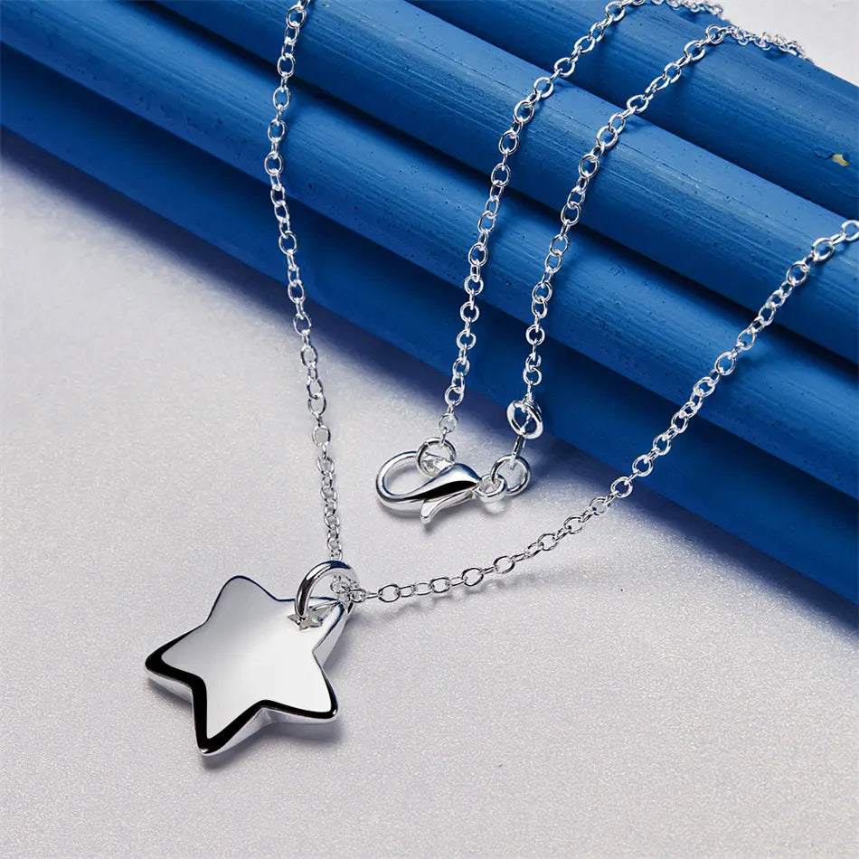 925 sterling silver 16-30 inch sparkling star pendant necklace for women