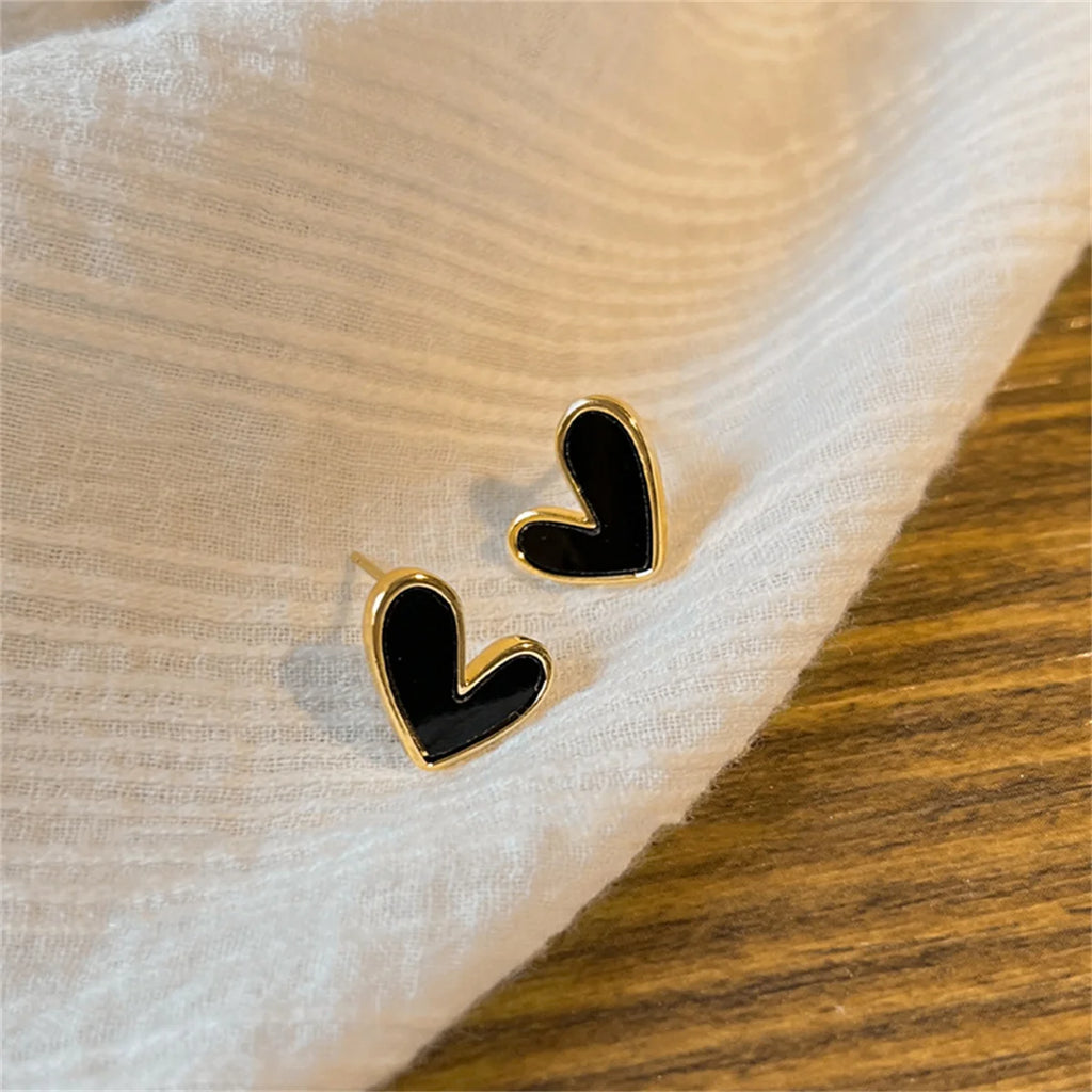 New Sweet Cute Heart Stud Earrings for Women