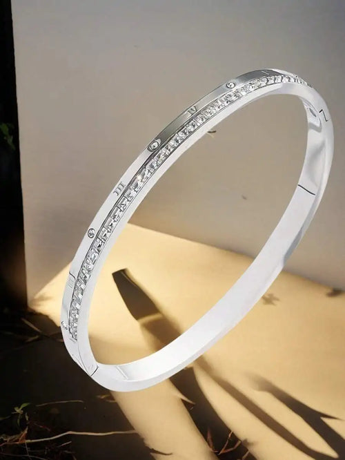 4pcs Layered Luxury Bracelet Set For Women, Zirconia Crystal Bangles