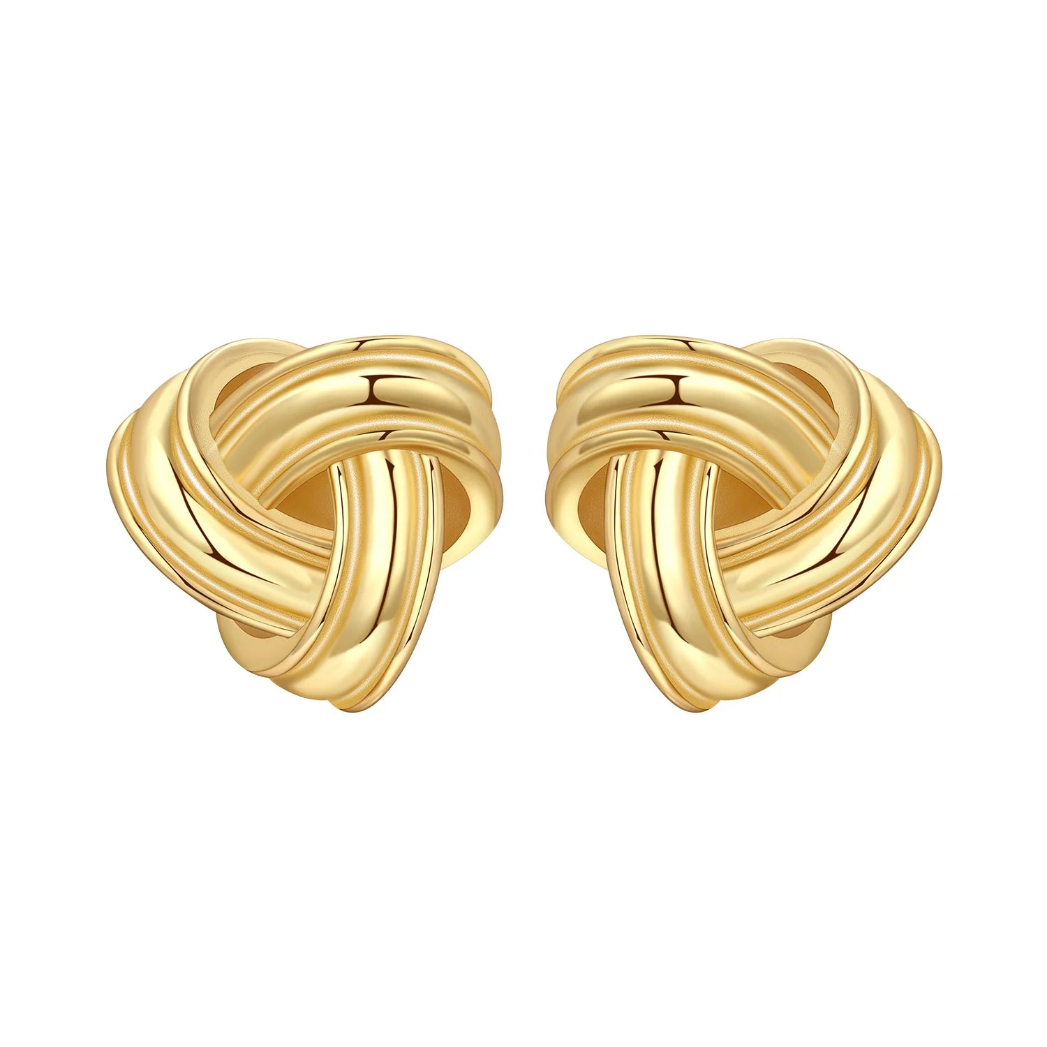 Elegant S925 Sterling Silver 18k Gold Classic Knot Stud Earrings For Ladys