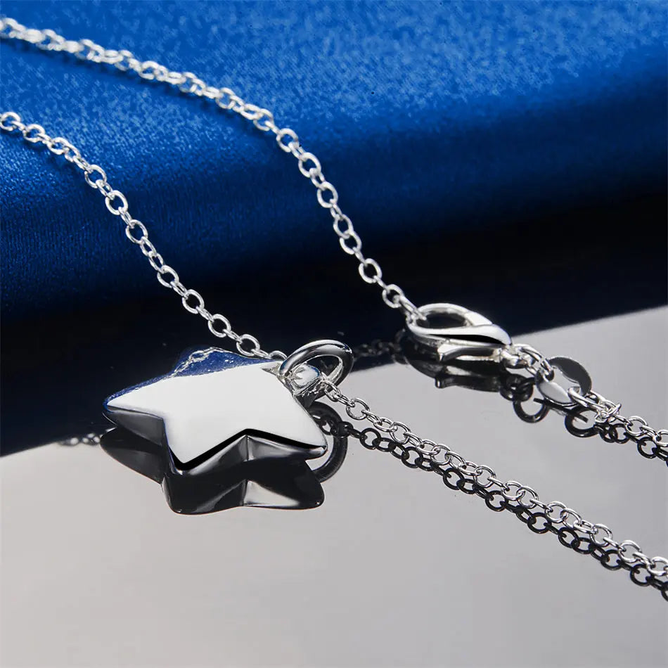 925 sterling silver 16-30 inch sparkling star pendant necklace for women