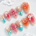 24Pcs fake nail art, 3D three-dimensional flower pearl gentle fake nail