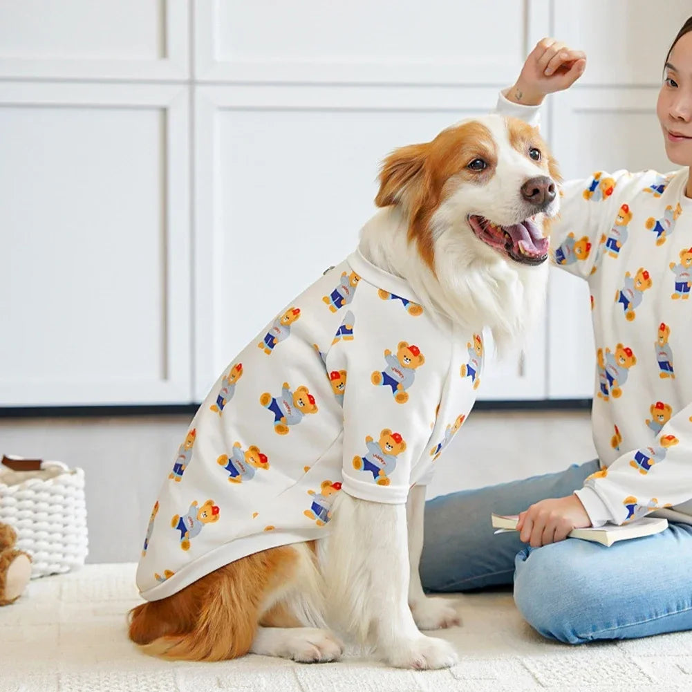Universal Bear Pattern Pet T-shirt Pure Cotton Soft Breathable Dog Shirt for Medium to Large Dogs