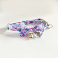 Beautiful pet collar cat dog bow plaid bell collar floral colored