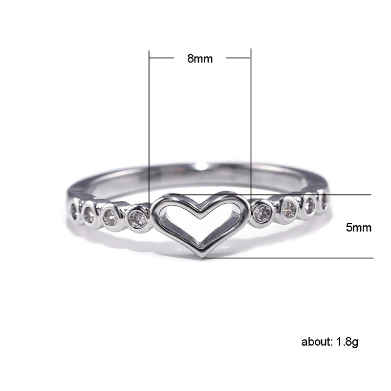 Gorgeous Heart Rings with Shiny Cubic Zirconia Exquisite Daily Wear