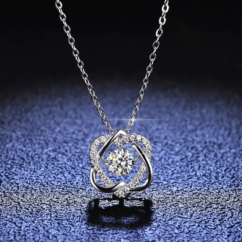 Moissanite Necklace for Women Sparkling Simulated Diamond Pendant  Heart S925 Silver Fine Jewelry