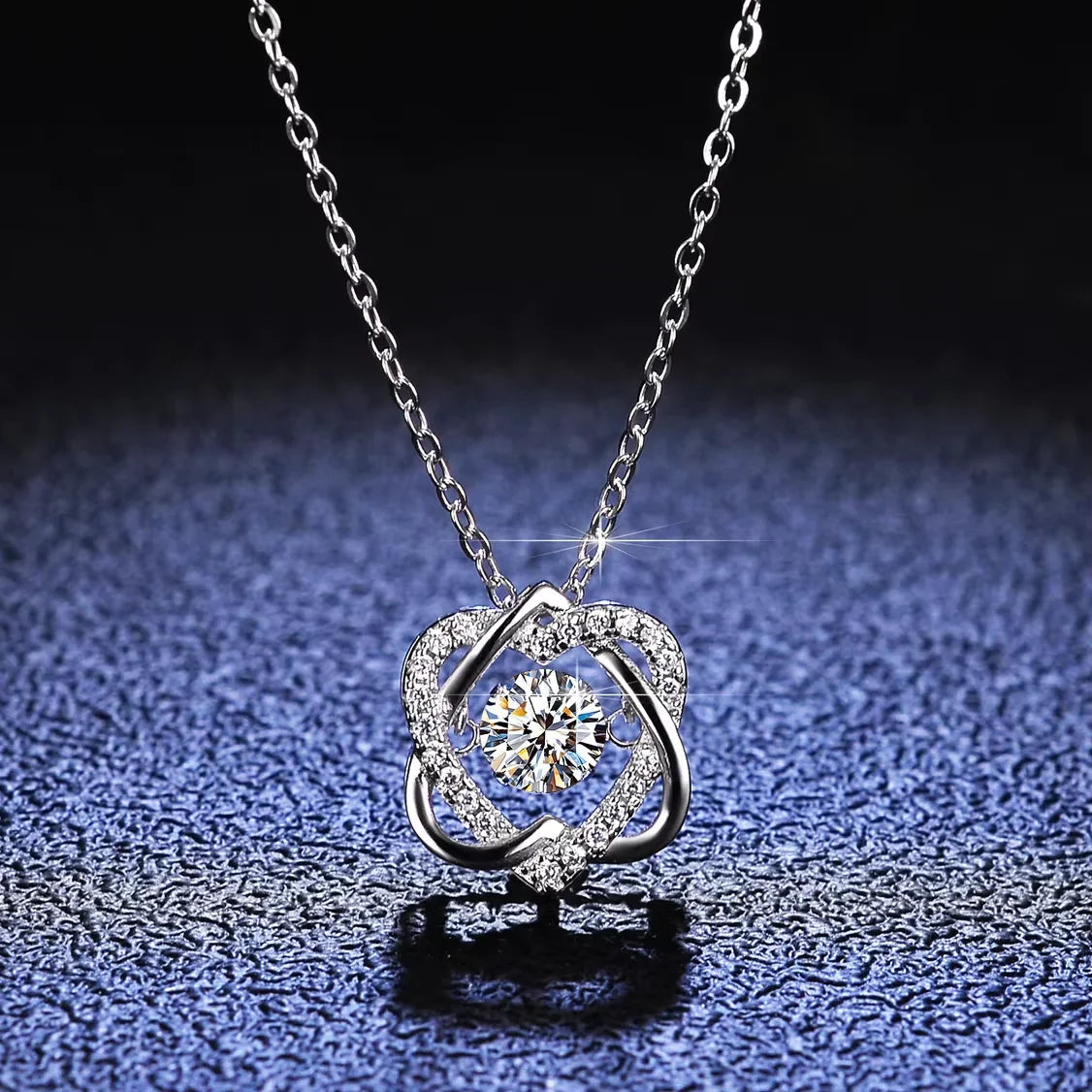 Moissanite Necklace for Women Sparkling Simulated Diamond Pendant  Heart S925 Silver Fine Jewelry