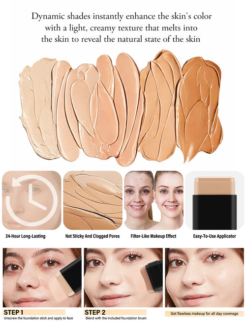 2 In 1 Foundation Concealer Stick With Built-in Brush