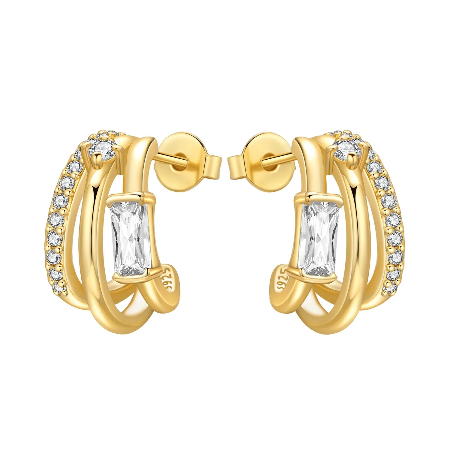 Elegant S925 Sterling Silver 18k Gold Classic Knot Stud Earrings For Ladys