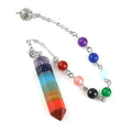 Natural Healing Crystal Quartz Hexagon Prism 7 Chakra Stone Layer Pendulum Pendant