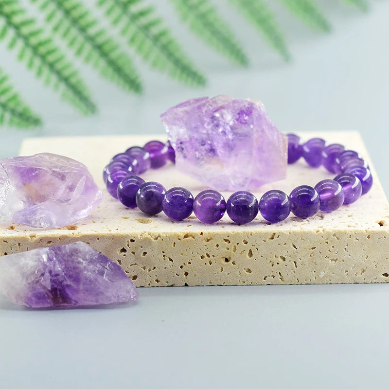 New Amethust Bracelet Made of Real Natural Stone Beads Bracelet