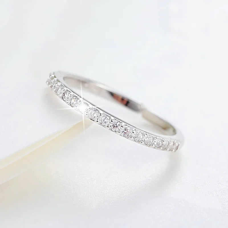 925 Sterling Silver Single Row Zircon Rings For Women