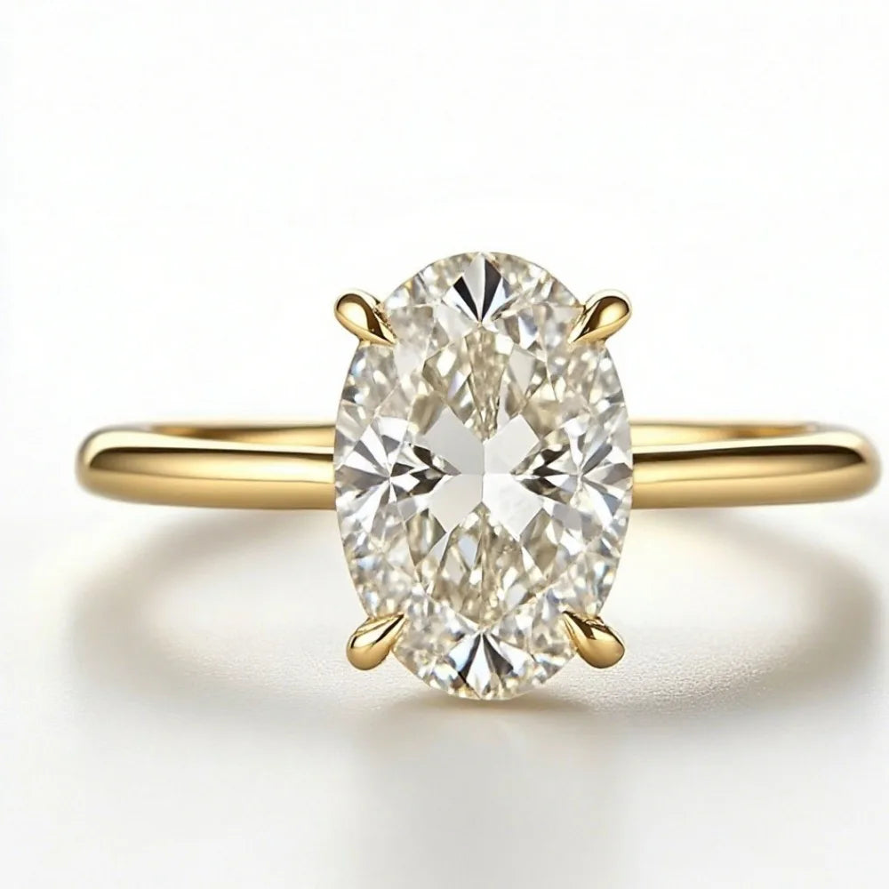 New Fashion Oval Diamond Ring, Classic Four-claw Ring