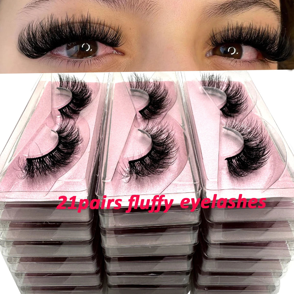 New 21Pairs Natural Fluffy Volume False Eyelashes Dramatic Thick 3D Mink Lashes Extension