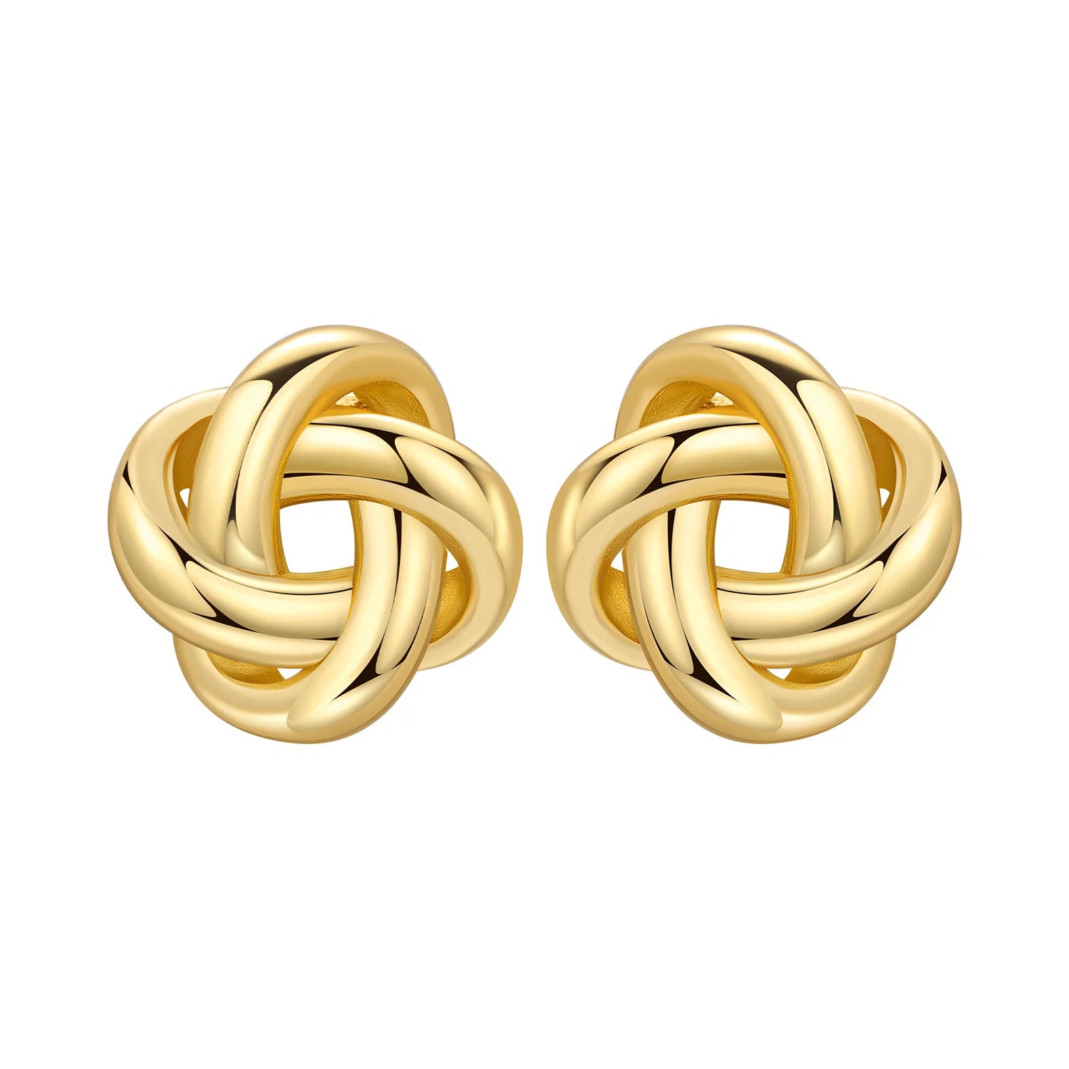 Elegant S925 Sterling Silver 18k Gold Classic Knot Stud Earrings For Ladys