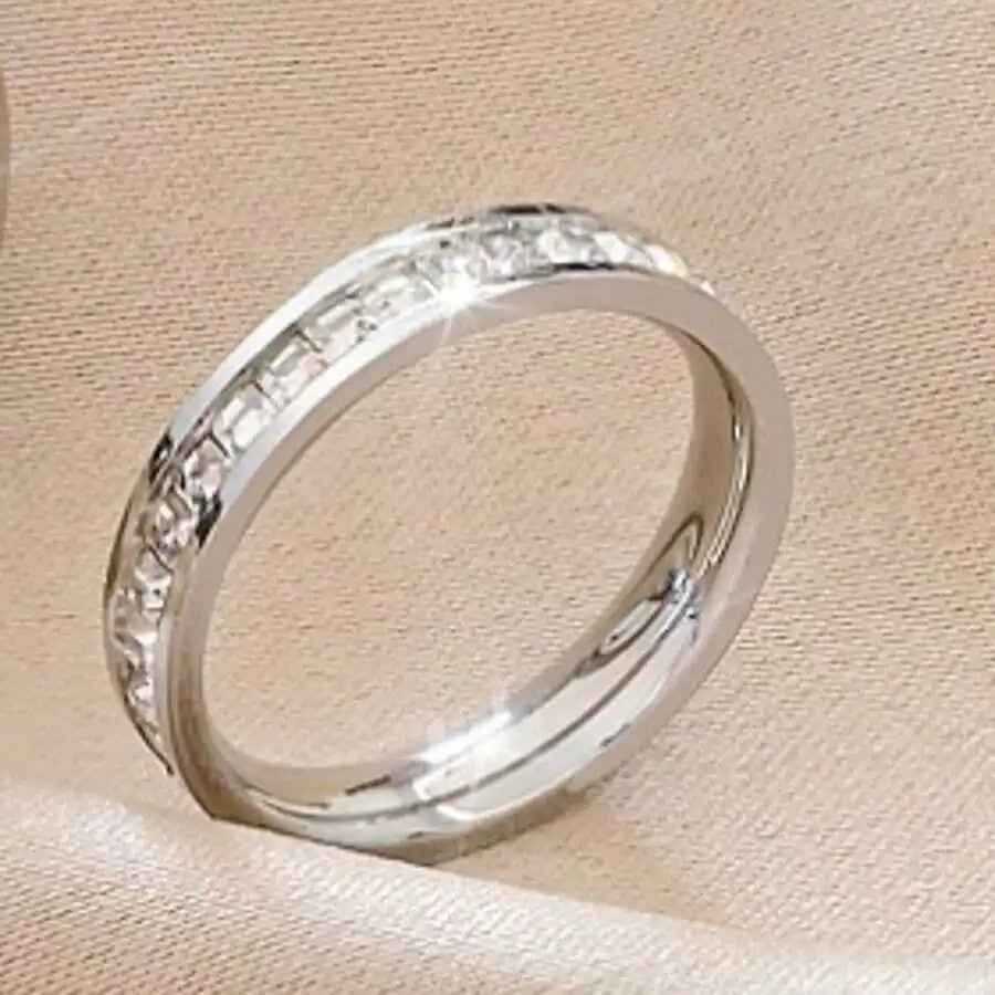 Stainless Steel Cubic Zirconia Channel Set Ring For Men And Women