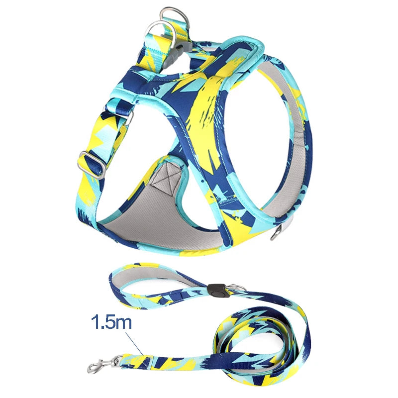 Dog Cat Harness Adjustable Vest Walking Lead Leash For Puppy Dogs Collar Polyester Mesh Harness