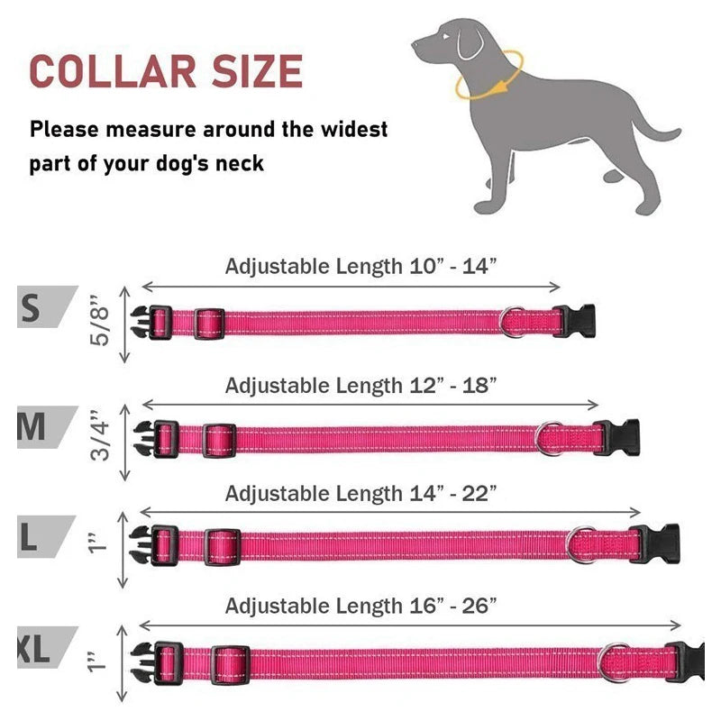 Reflective Dog Collar Medium Dogs Adjustable Soft Nylon Collar Buckle