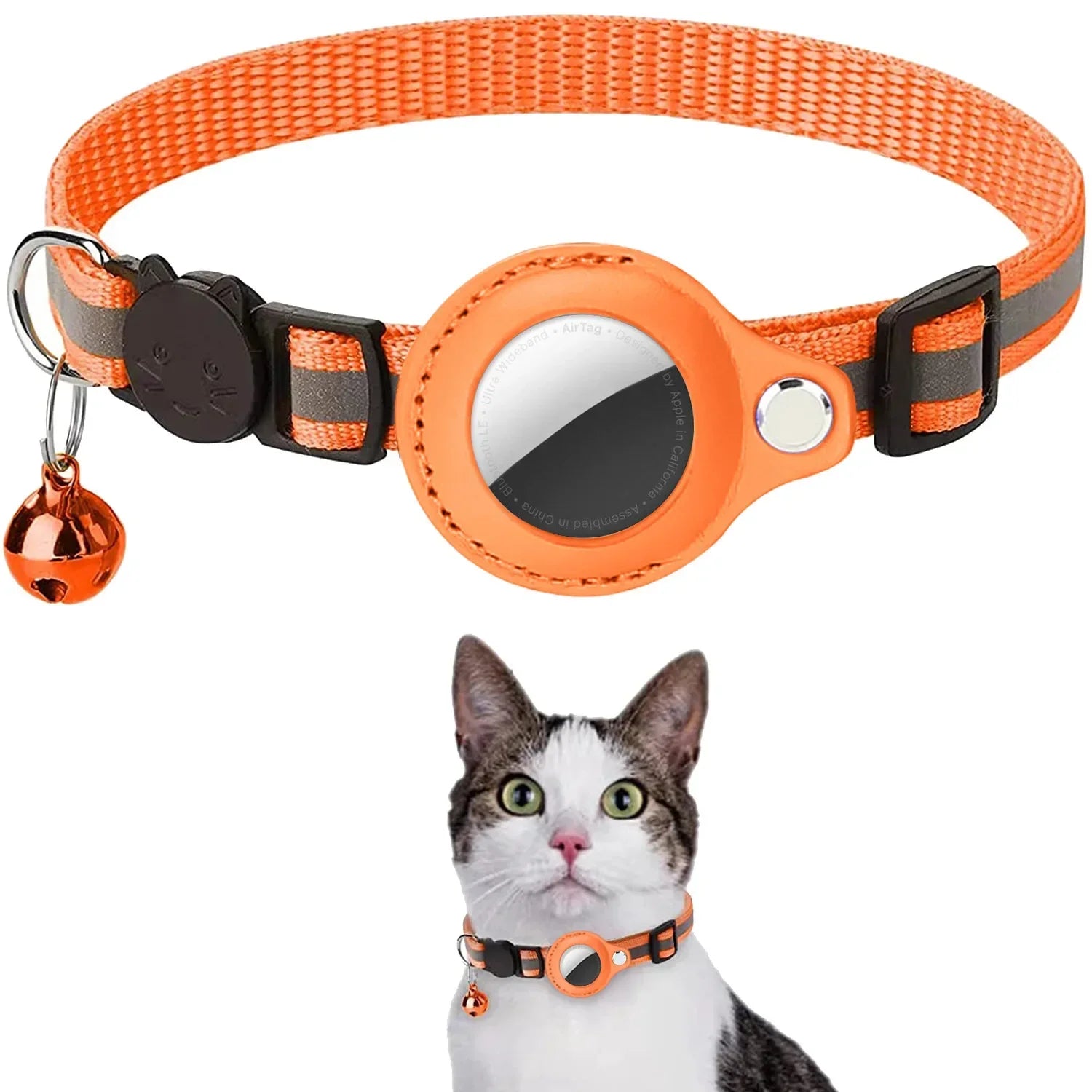 Cat / dog AirTag Holder Collar Breakaway Reflective Strips Adjustable Kitten Collar Waterproof