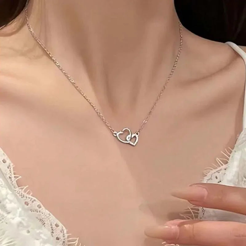 New Fashion Simple Silver Color Love Heart Pendant Necklace