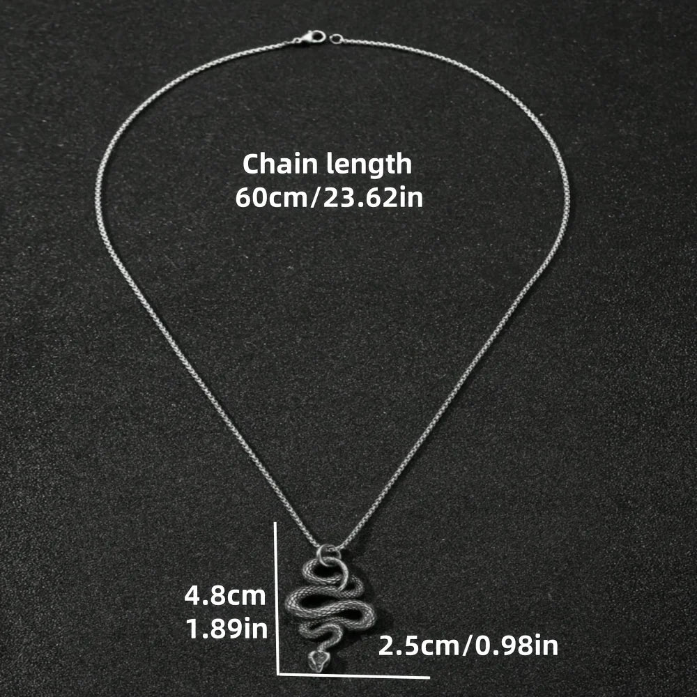1 punk snake pendant necklace, ancient silver jewelry