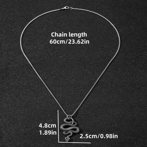 1 punk snake pendant necklace, ancient silver jewelry