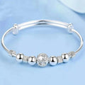925 Sterling Silver Exquisite Beaded Bangle for Women, Stylish and Elegant Adjustable Bangle