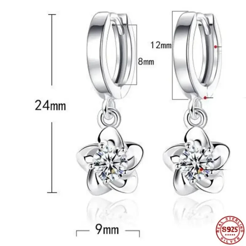 925 Sterling Silver Earrings Jewelry High Quality Retro Simple Purple White Zircon Earrings