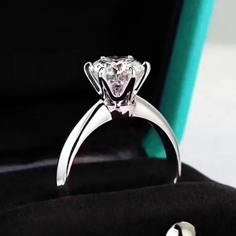 Solitaire ring Real 925 Sterling silver Rings for women