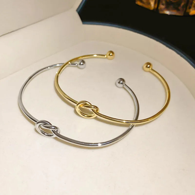 Stainless Steel Bracelets Vintage Fashion Woven Twist Texture Bangles for Women