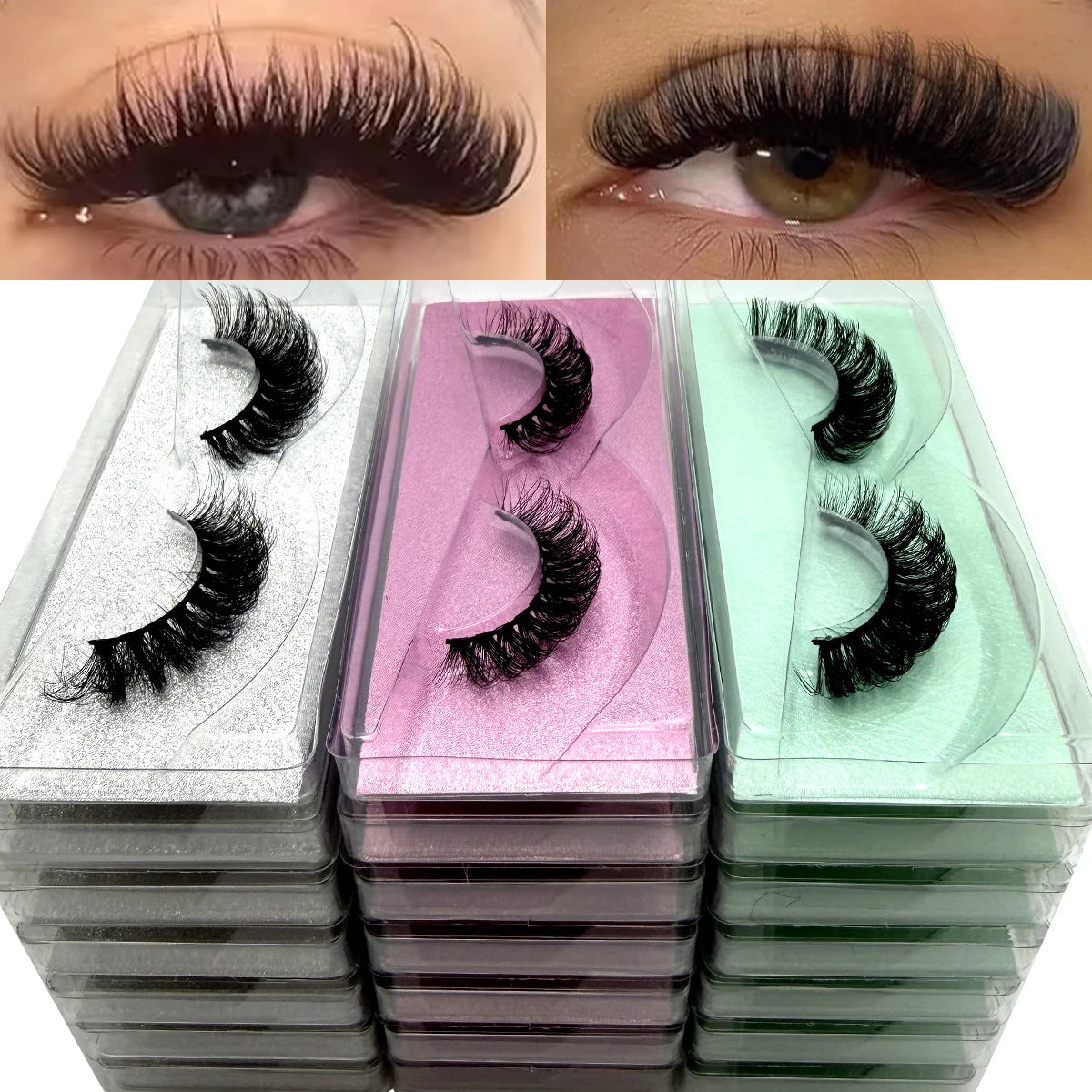 New 21Pairs Natural Fluffy Volume False Eyelashes Dramatic Thick 3D Mink Lashes Extension