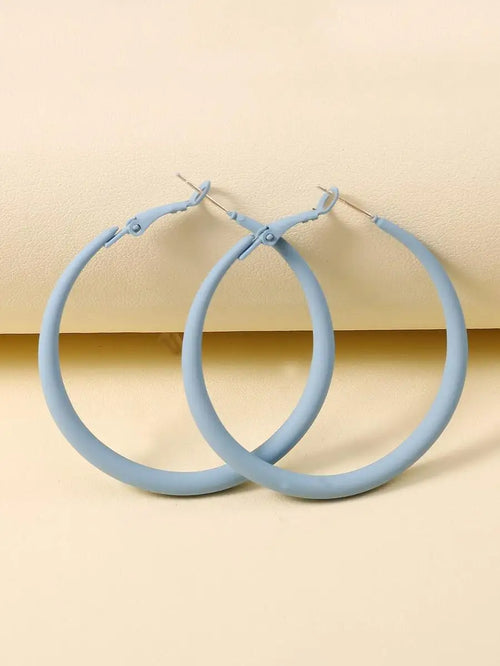 1pair European And American Style Simple Geometric Round Open Painted Hoop Earrings For Women