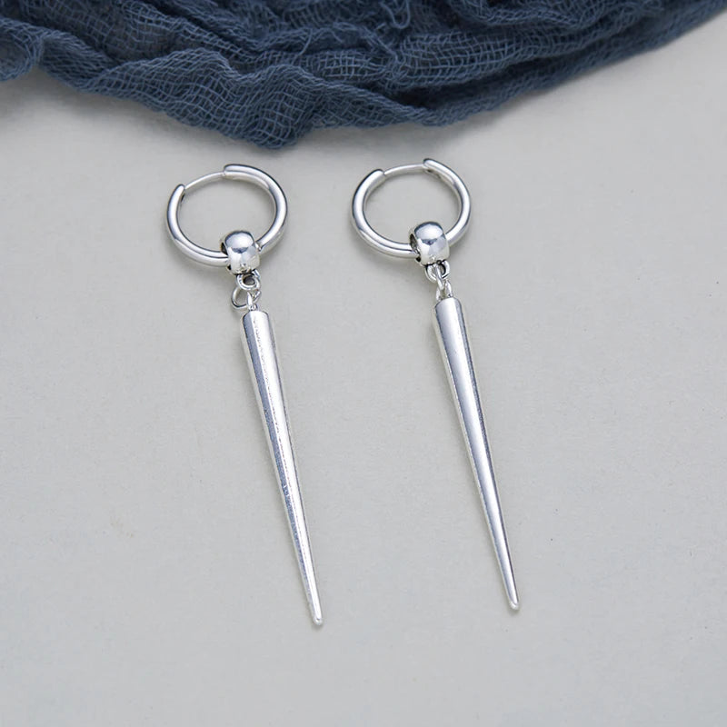 Hip Hop Punk Minimalist Rivets Cone Pendant Earrings for Men and Women