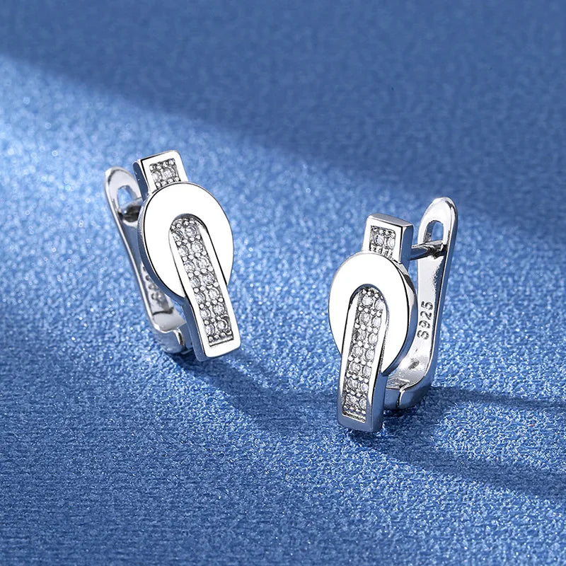 Luxury 925 Sterling Silver Earrings  High Quality White Zircon Earrings