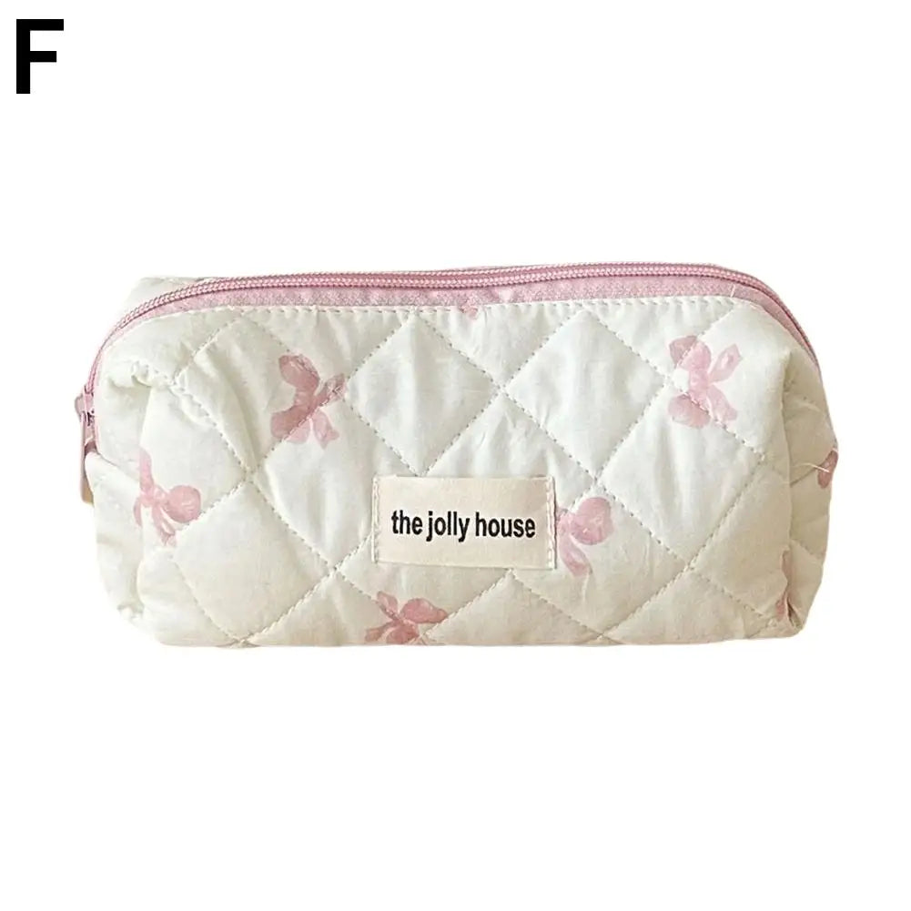 Quilted Makeup Bag 3 Sizes Floral Toiletry Cosmetic Pouch Makeup Organizer